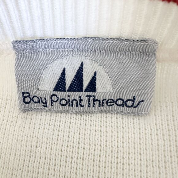 Bay Point Threads Women’s Nautical Anchor Sweater Size L Red White Gold Stars - Picture 5 of 8